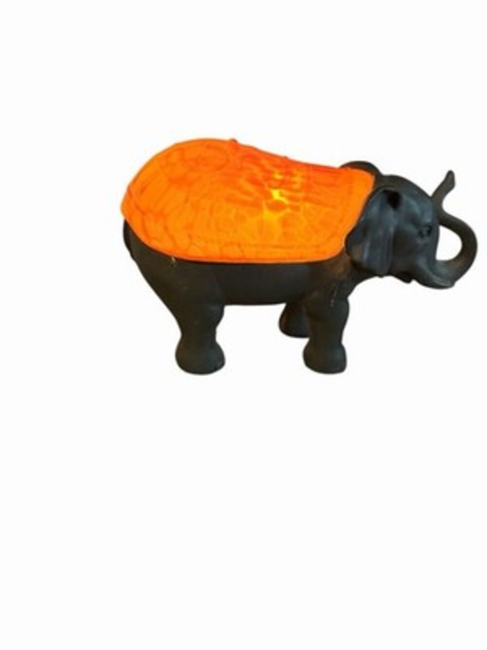 Vintage Cheyenne Cast Metal Elephant Desk Lamp with Amber Glass